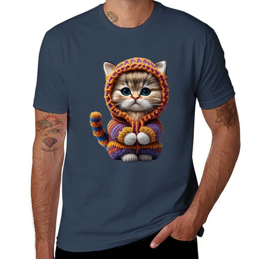 Cat That Is Cold In Winter Tshirt Christmas Casual Short Sleeve Top