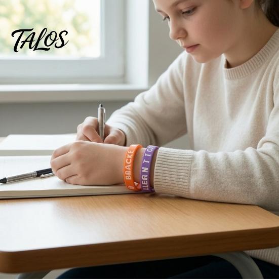 Back To School Gift for Teens 6 Pcs Welcome Bracelets, First Day of Colorful Theme Party Favors Silicone Wristbands Students, Prize Accessories,