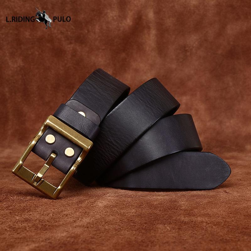 Curea Retro din Piele Naturală Mată de Vaci cu Cataramă din Cupru pentru Bărbați, Piele Naturală, Trendy, Potrivită pentru orice ținută, Casual, pentru Blugi