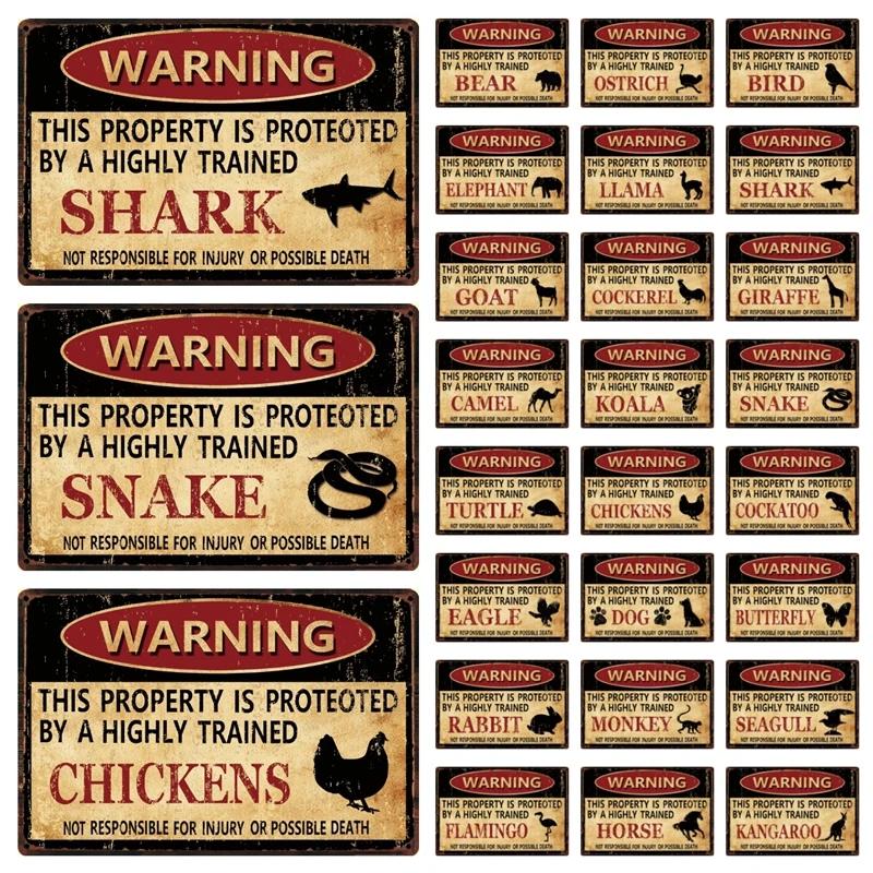 [ Kelly66 ] Warning Koala Rabbit Snake Chickens Elephant Bear Metal Sign Home Decor Bar Wall Art Painting 20*30 CM Size Dy151