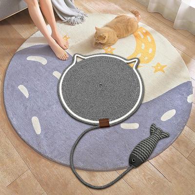 Cat Scratch Mat Floor Scratching Pad with Fishy Ball Horizontal for Carpet