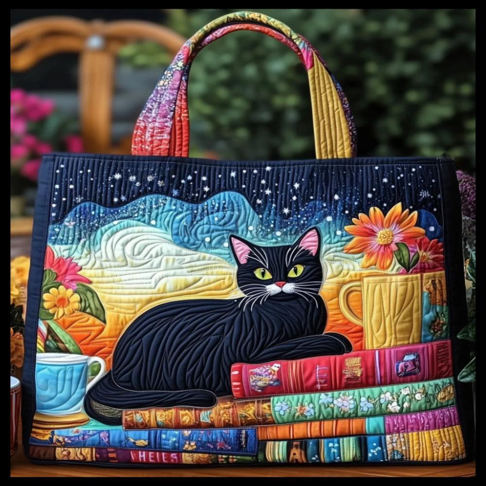 

Vintage Women Quilted Tote Bag Lightweight 3D Printed Patterns Canvas Shoulder Bag Cotton Large Capacity Travel Handbag