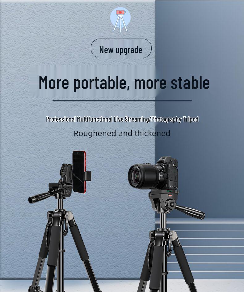 Universal Mobile SLR Camera Tripod with Fill Light for Outdoor Photography and Live Streaming