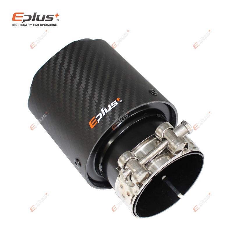 EPLUS Auto Matt Carbonfaser Auspuffendrohr Auspuffanlage Rohr Auspuffendstücke Düse Universal Gerade Edelstahl Schwarz Für Akrapovic