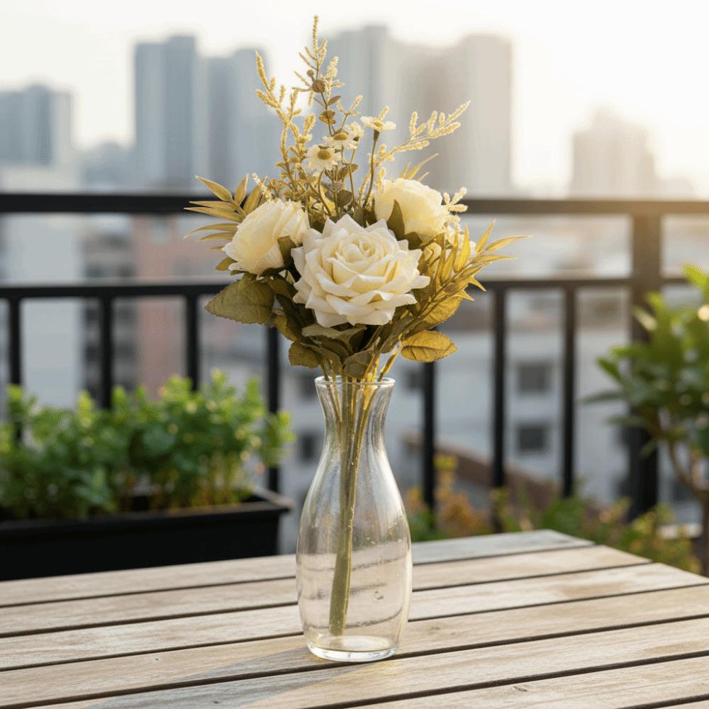 Handmade Fake Floral Bouquet Real Touch Silk Flower Arrangement Simulation Rose Flower  Living Room