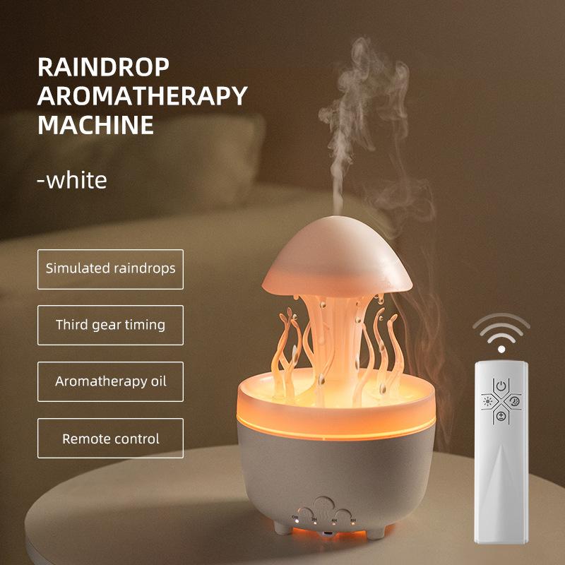 New Colorful Jellyfish Rain Rotating Humidifier Ultrasonic Atomized Rain DropsCloud Rain Mushroom Humidifier AromatherapyMachine