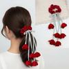 Long Streamer Bell Orchid Scrunchie Fairy Style Bell Flower Ponytail Holder  Birthday Gift