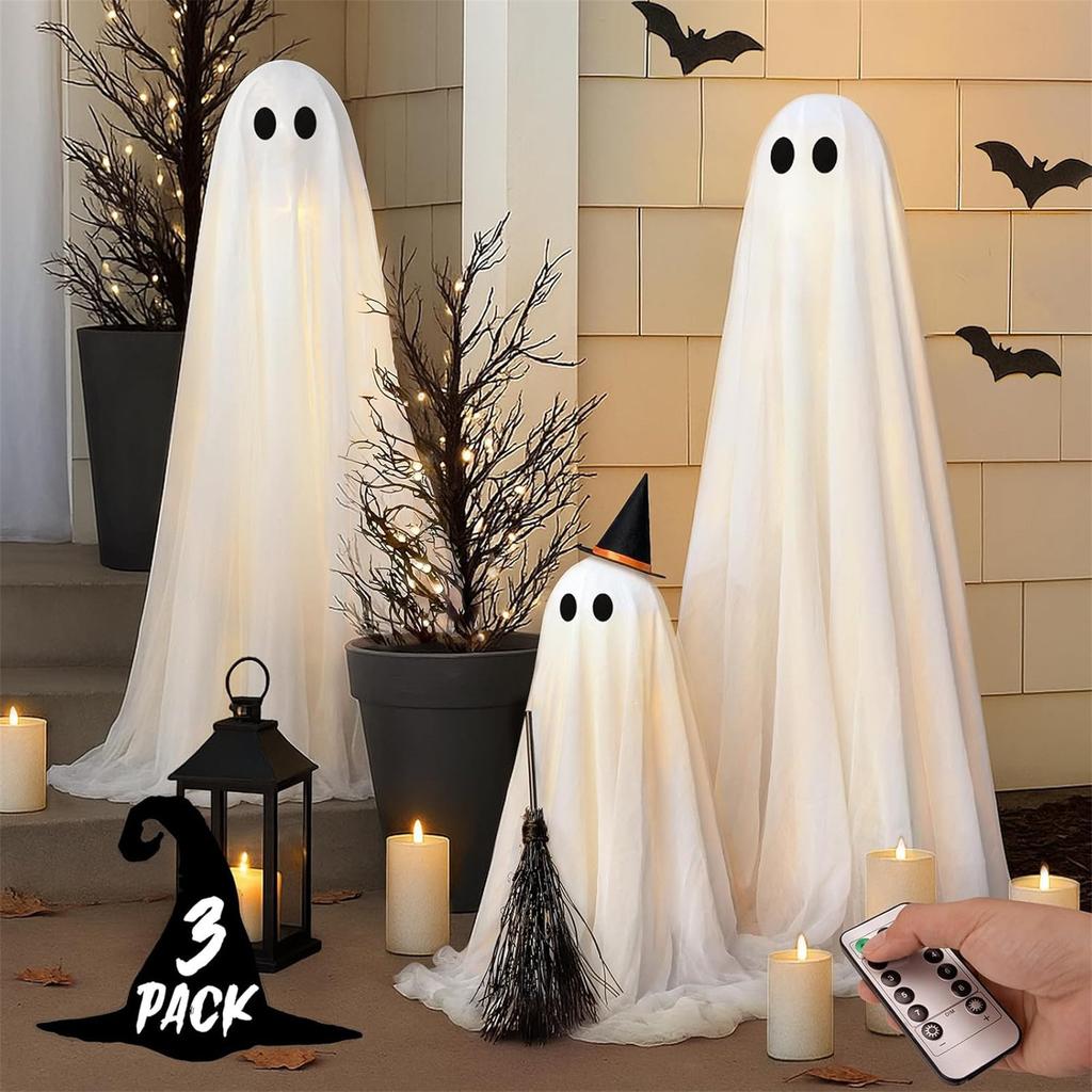 3Packs Halloween Decorations Outdoor,Halloween Party Decorations Indoor,Spooky Decor With Remote Control String Lights,Halloween  Lights For Porches