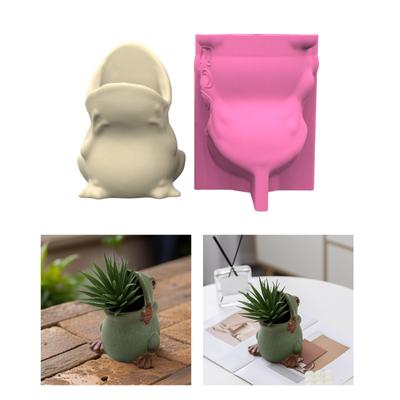 Multifuntional Frog Shap Plant Pots Mold Concrete Crafting Mould Silicone Texture for Succulent Vase and Pen Holder