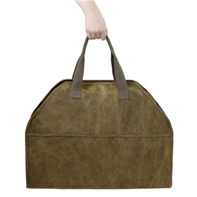 Canvas Firewood Portable Toolkit Outdoor Camping Firewood Storage Bag Logging Package Woodwood Sorting Bag Hiking Accessories