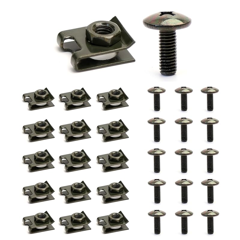 Minho 200Pcs Automotive U Tape Clip Fastener Kit, 50Pcs #10 X 1/2  Self-Tapping Screw +50Pcs #10 X 5/8  Self-Tapping Screw +100Pcs U Tape Clips,Metal M6 Screw+U Tape Clips 15P