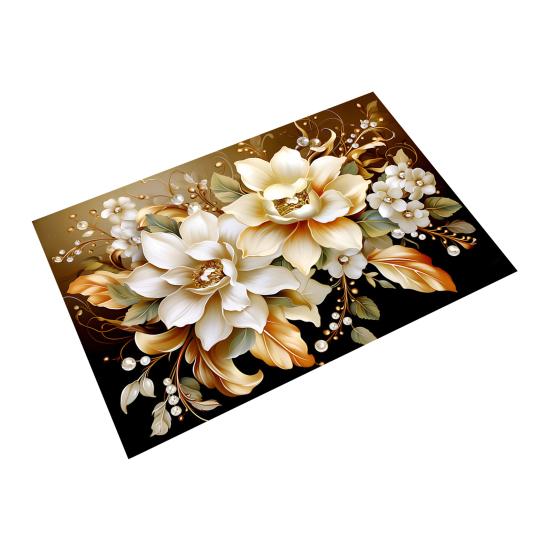 Floor Mat 3D Flower Pattern Non-Slip Rubber Backing Absorbent Quick-Drying Rug Bathroom Kitchen Laundry