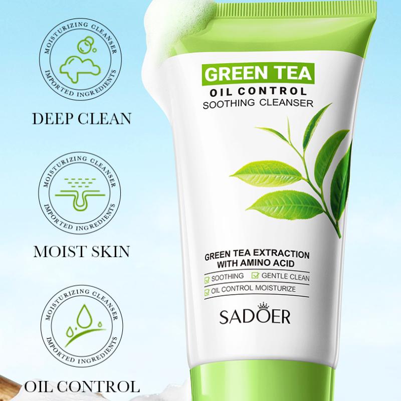 Facial Cleanser 150g SADOER Green Tea Cleansing Peach Moisturizing Cleanser