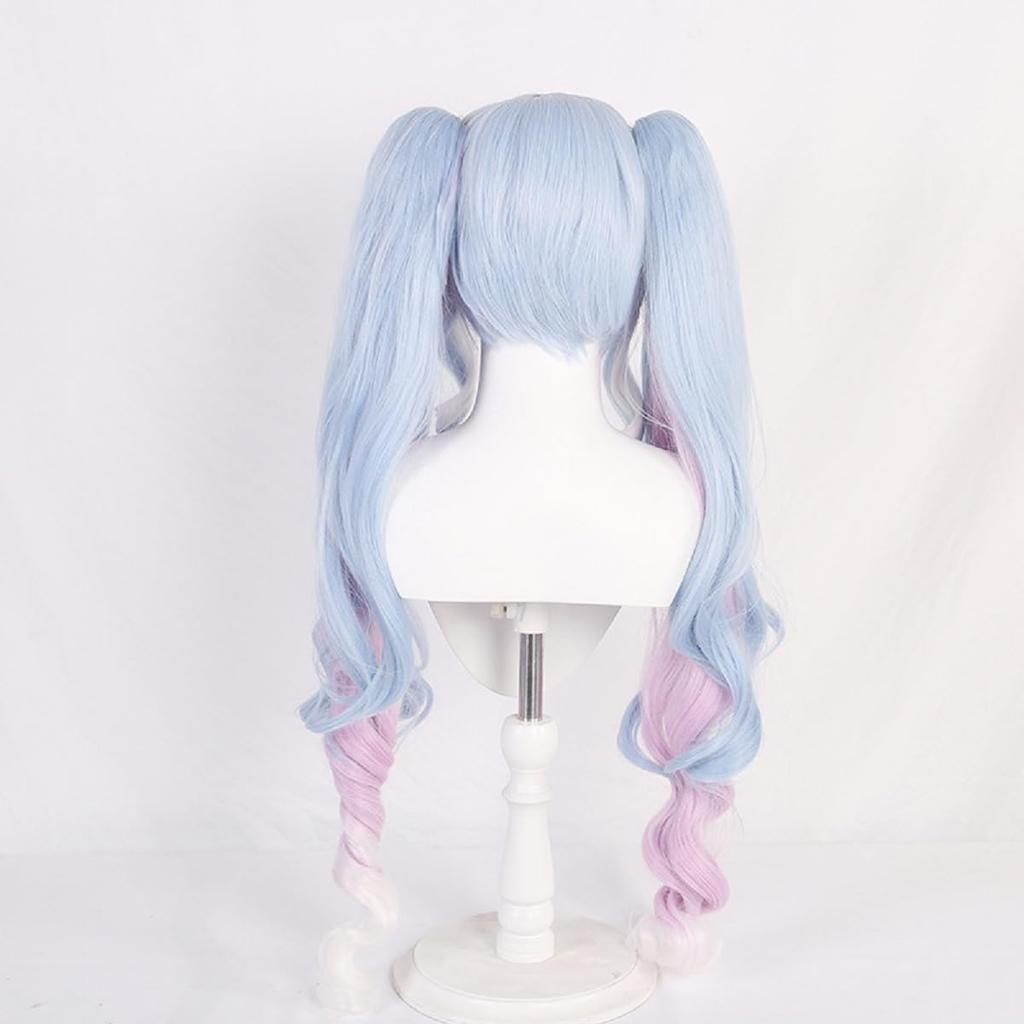 Snow Miku Cosplay Wig, Costume, Disguise, Heat-Resistant Wig, Anime Wig, for Everyday Photography, Halloween, School Festivals, Cosplay Accessories, W