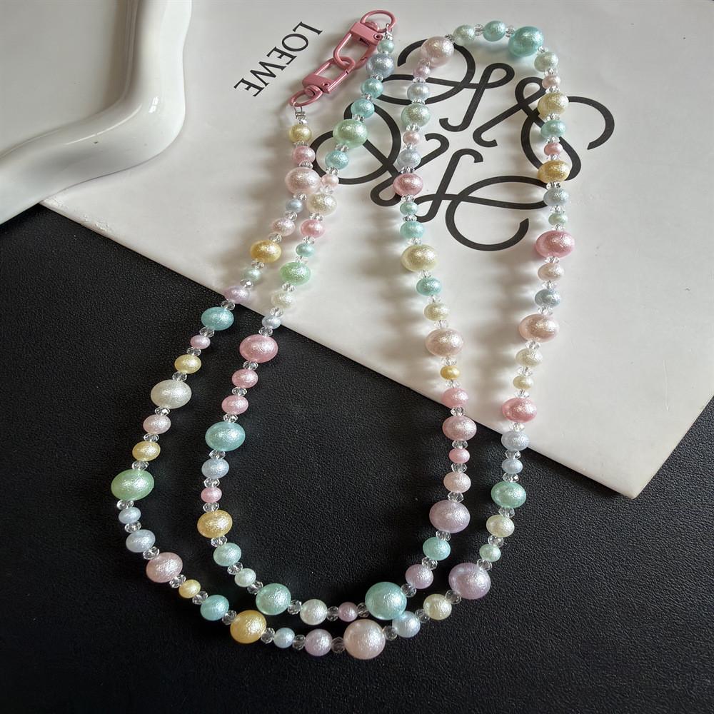 Colorful Irregular Beaded Phone Lanyard With Pvc Chain For Casual Use