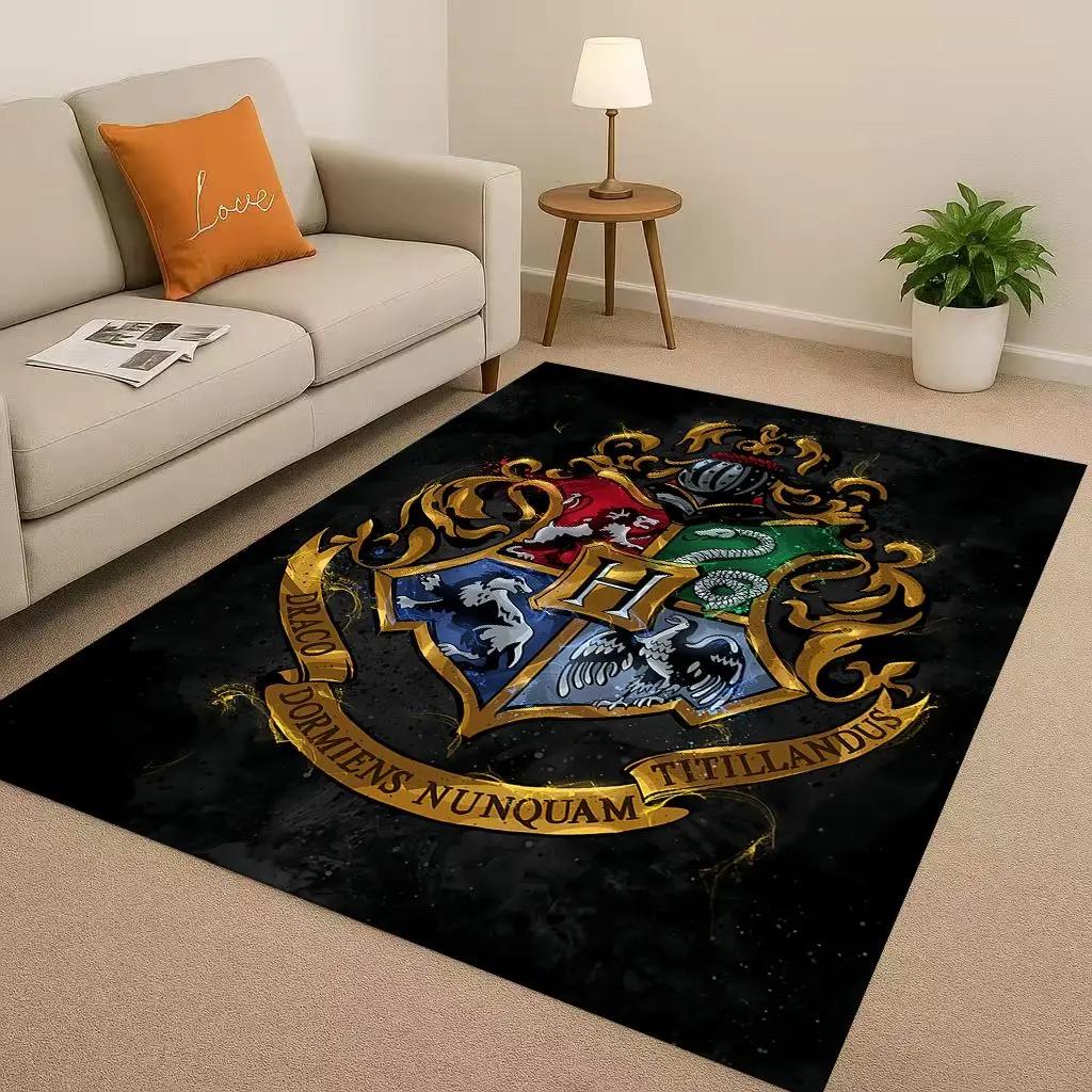 HD H-Hogwarts Sign Cartoon Living Room Non-Slip Area Rug Soft Carpet For Bedroom Playroom And Sofa,Easy Clean Home Decor Doormat
