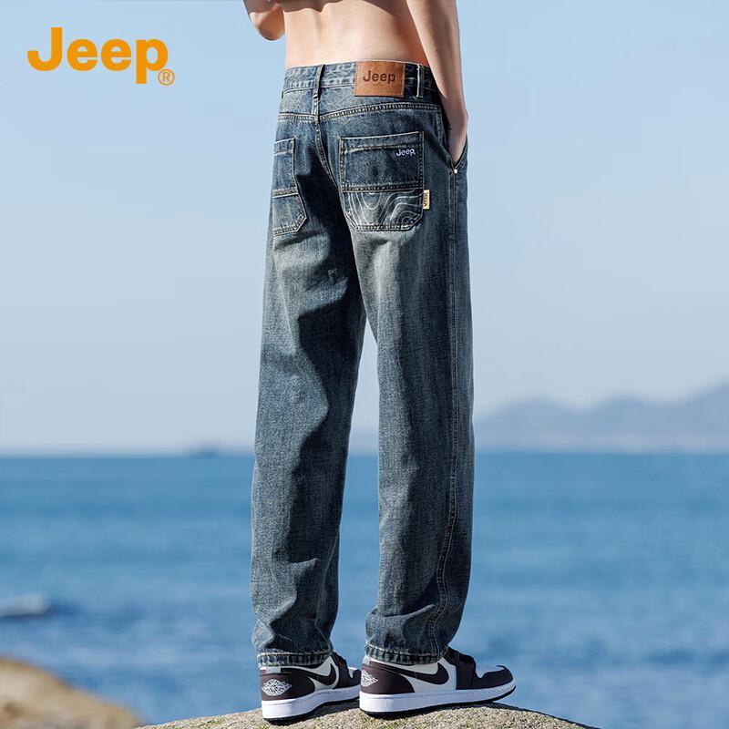 Jeep Men's 2025 Autumn Relaxed Straight-Leg Jeans
