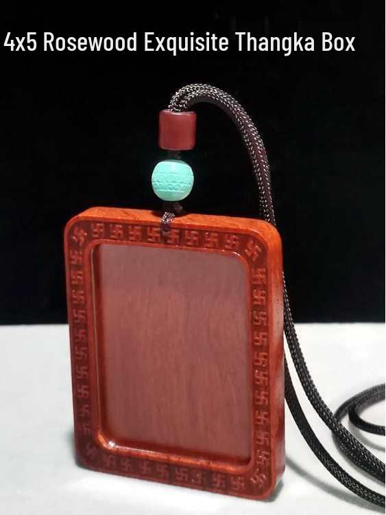 Rosewood & Red Sandalwood Pendant: Openable Thangka Carved Wooden Box Other