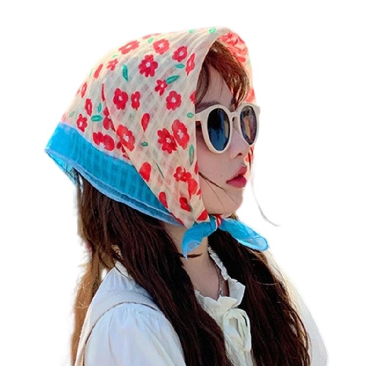 Floral Head Scarf,Hair Bandanas Kerchief,Vintage Bohemians Hair Scarf for Women Girls Triangle Head Kerchief Gifts