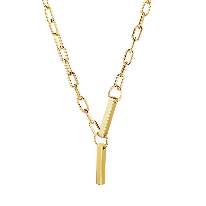 

Premium Quality Titanium Steel Necklace For Women With Striking Tassel And Charm Minimalist золотий