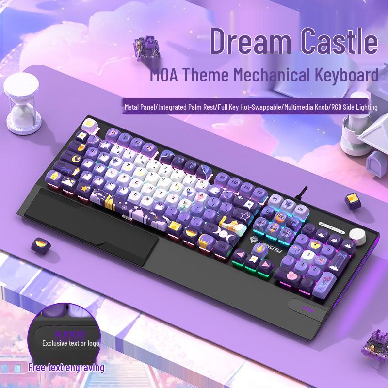 Langtu K1000MOA Mechanical Gaming Keyboard - Wired 104-Key Blue Switch, PBT Keys, for Esports & Office.