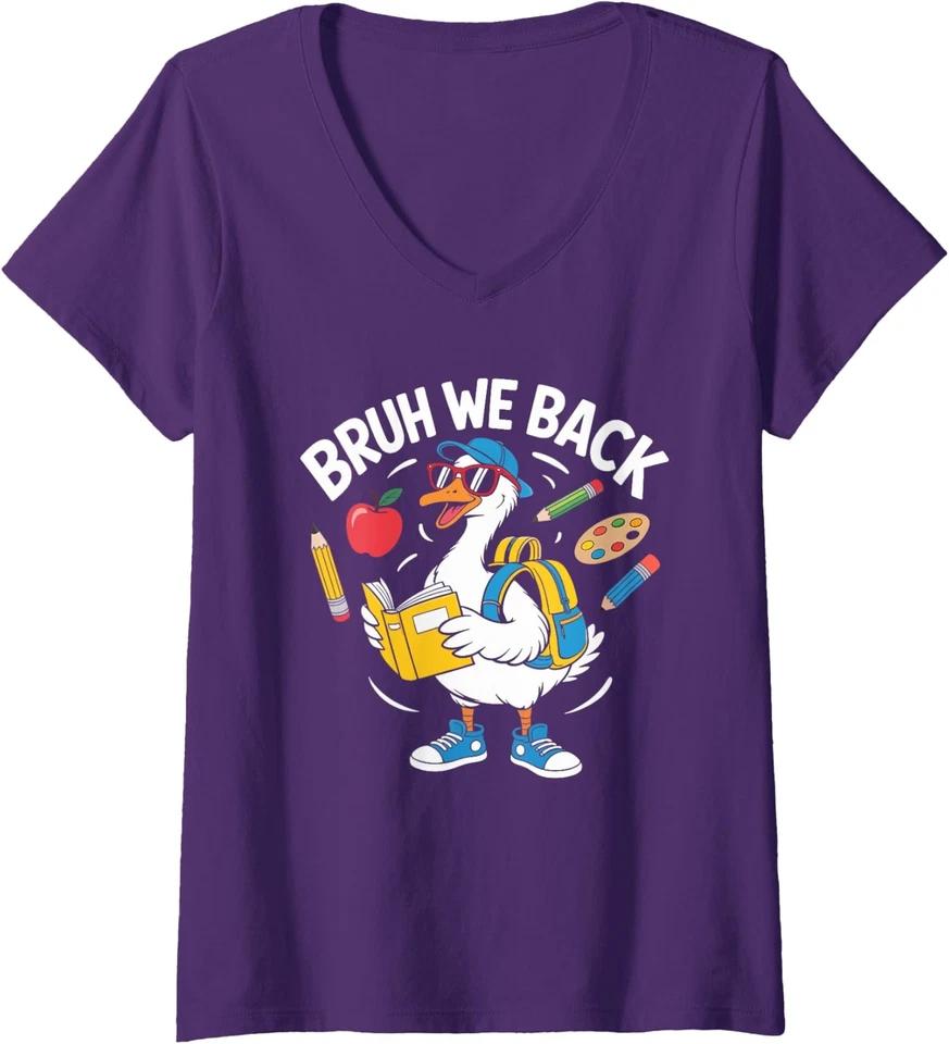 Bruh We Back 4th Grade Funny Pencil Back to School Ladies  Crewneck T-Shirt 4XL