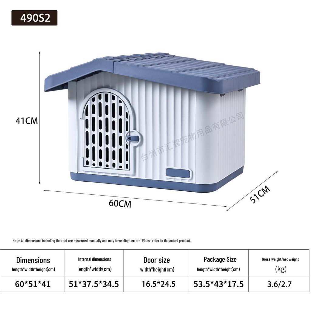 Outdoor Cat and Dog House: All-Weather Semi-Enclosed Shelter, Rainproof and Sunproof Plastic Villa for Stray Cats