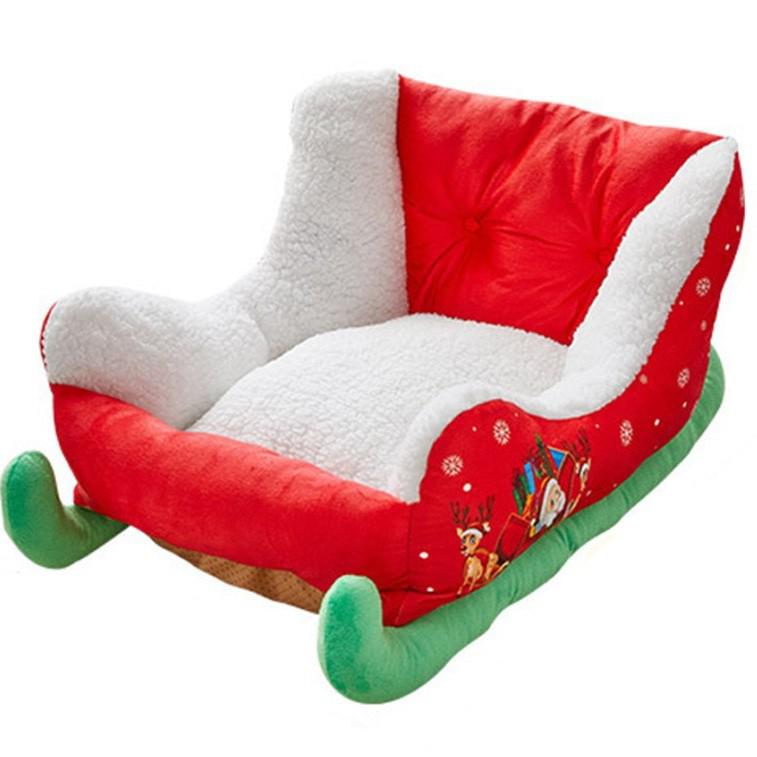 Cozy Christmas Sleigh Bed for Pets: Winter Warmth, Deep Sleep, Soft, Safe, Removable & Washable.
