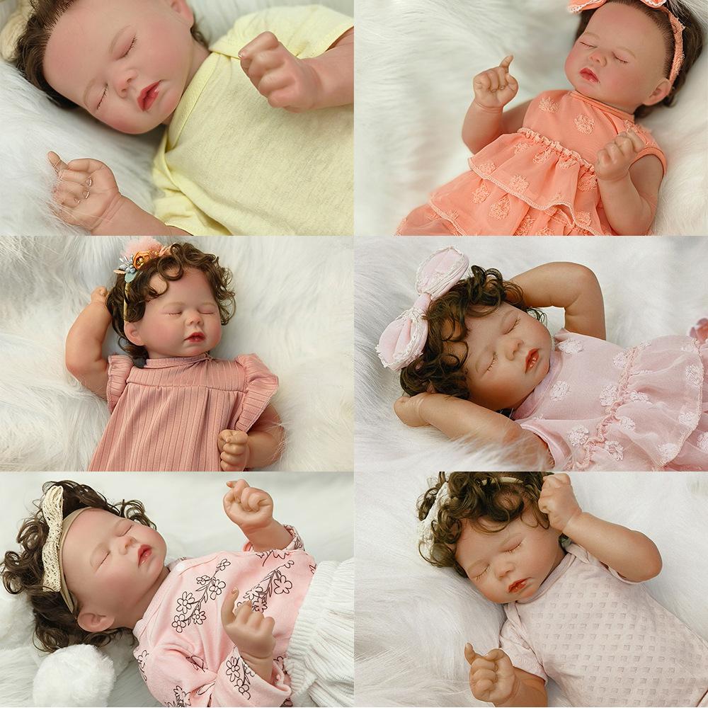 Realistic Asleep Reborn Babies Doll 50cm Cloth Body High Color Painted Hair Simulation Doll Real Life Toddler Toy Baby Dolls for Kids Ages 3+ Year Old