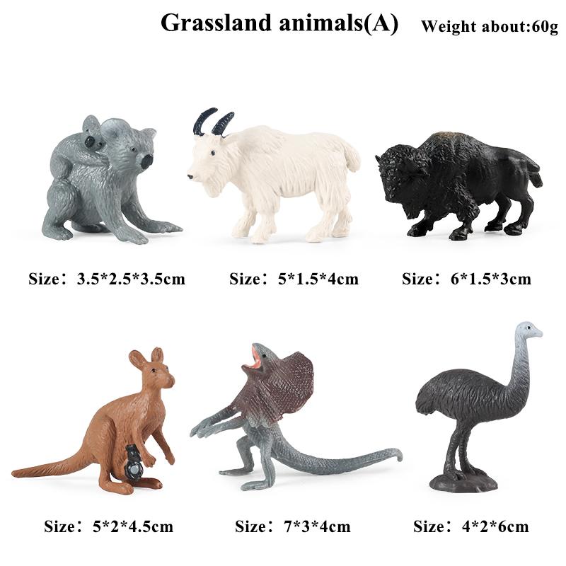 Oenux 18pcs Wild Animal Model Forest Lizard Elephant Deer Action Figure Figurines Cute Miniature Cake Toppers Educationl Kid Toy