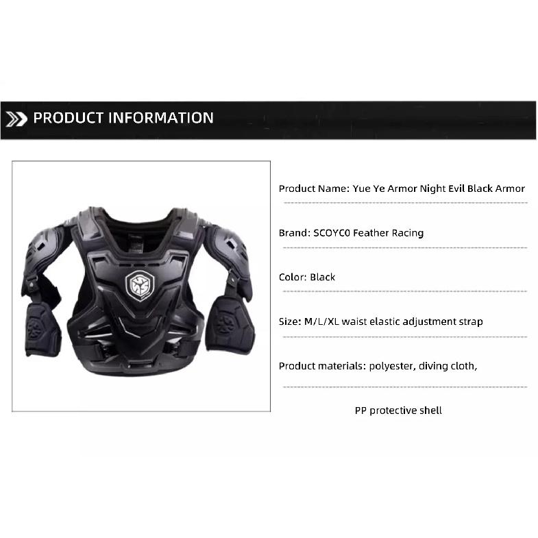 SCOYCO Motorcycle Armor Vest Protection Jacket Motocross Body Armor Dirtbike Accessories Back Protective Gear Moto Equipment