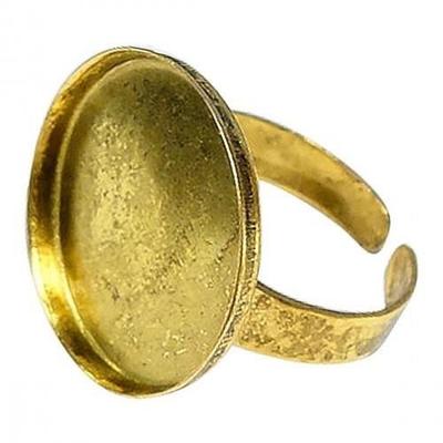 Hollow Round Ring - Old Gold - Adjustable - 2 Cm Diameter - Unisex - Adult