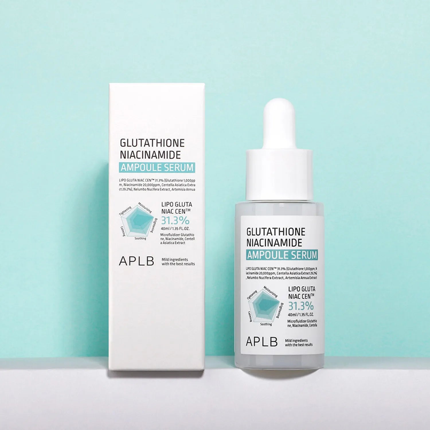 APLB Glutathione Niacinamide Ampoule Serum 40ml | Presenting Hydrated Texture, Brightening, Smoothing Texture 40ml