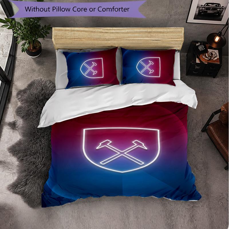 West Ham United Calcio Set Biancheria da Letto 3 Pezzi Morbido Set Copripiumino con Federe Set Decorazione Camera da Letto per la Casa