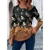 Women's T Shirt 3D Print Floral Leaf Design Long Sleeve Daily Weekend Fashion Round Neck Regular Fit Spring Summer Tshirt