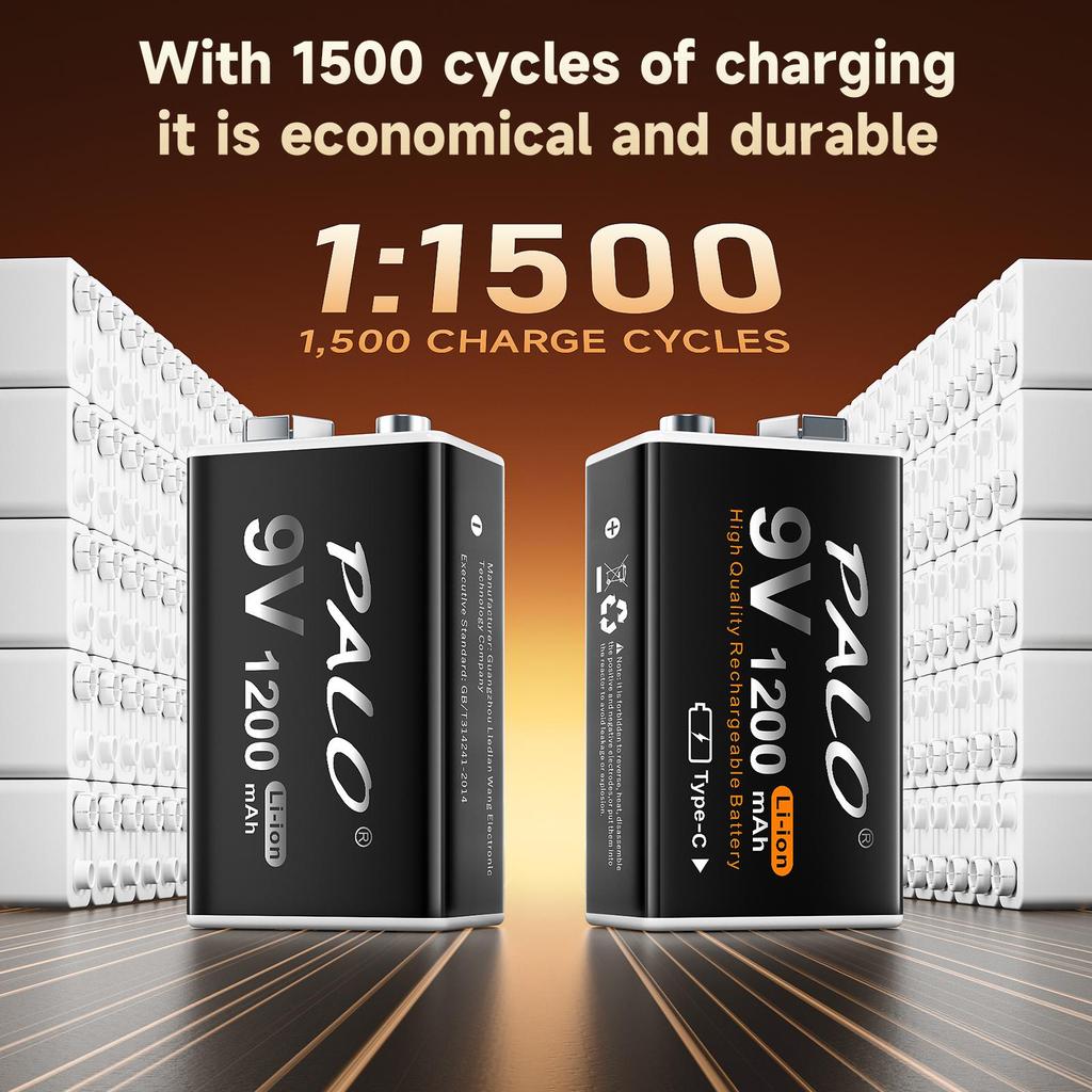 PALO 1200 mAh Micro-USB 9 Volt Li-Ionen-Akku 6F22 9 V Li-Ionen-Lithium-Akku für RC-Hubschrauber-Modell-Mikrofonspielzeug