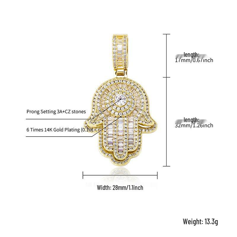 Men's Trendy Retro Fatima Hand Zircon Necklace