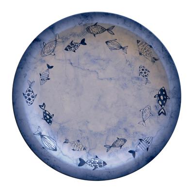 Tramontina Обідня тарілка Peches Blue 28см Рибний візерунок Порцелянова тарілка Порцелянова тарілка для мікрохвильової печі та посудомийної машини Проста стильна міцна Зроблено в Бразилії