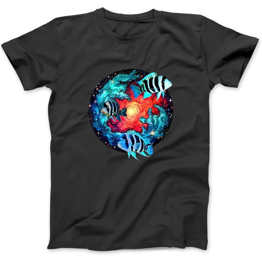 

Frontosa Cichlid Galaxy Space Fantasy Freshwater Fish Art T-Shirt, Sweatshirt, Hoodie for Men Women Kids Made in Canada Black XXXXXL різнокольоровий