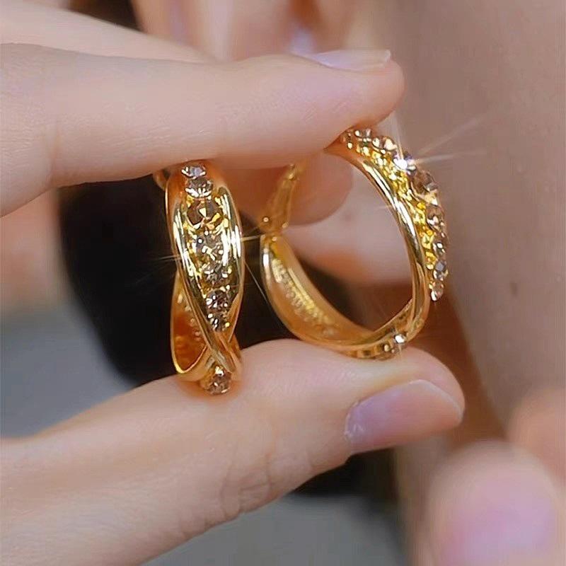 Trendy Light Luxury Full Diamond Hoop Earrings - New 2024 Style
