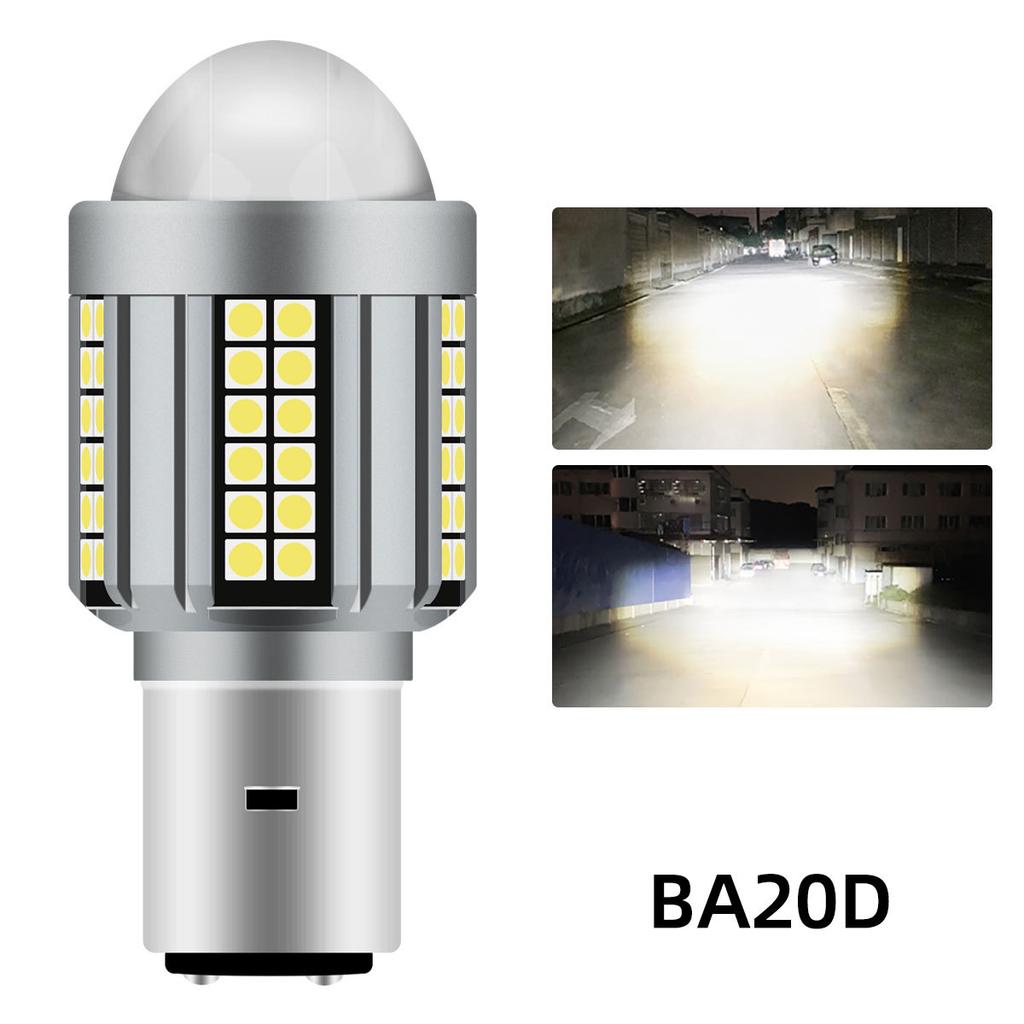 Dual Color Motorcycle Fisheye Projector LED Headlight Bulb, Super Bright White & Yellow BA20D High Low Beam Motorbike Modified Front Lamp