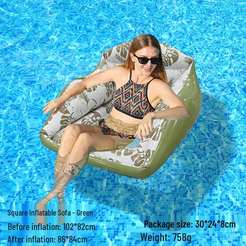 Tumbona Flotante Inflable Plegable Transfronteriza con Respaldo y Malla