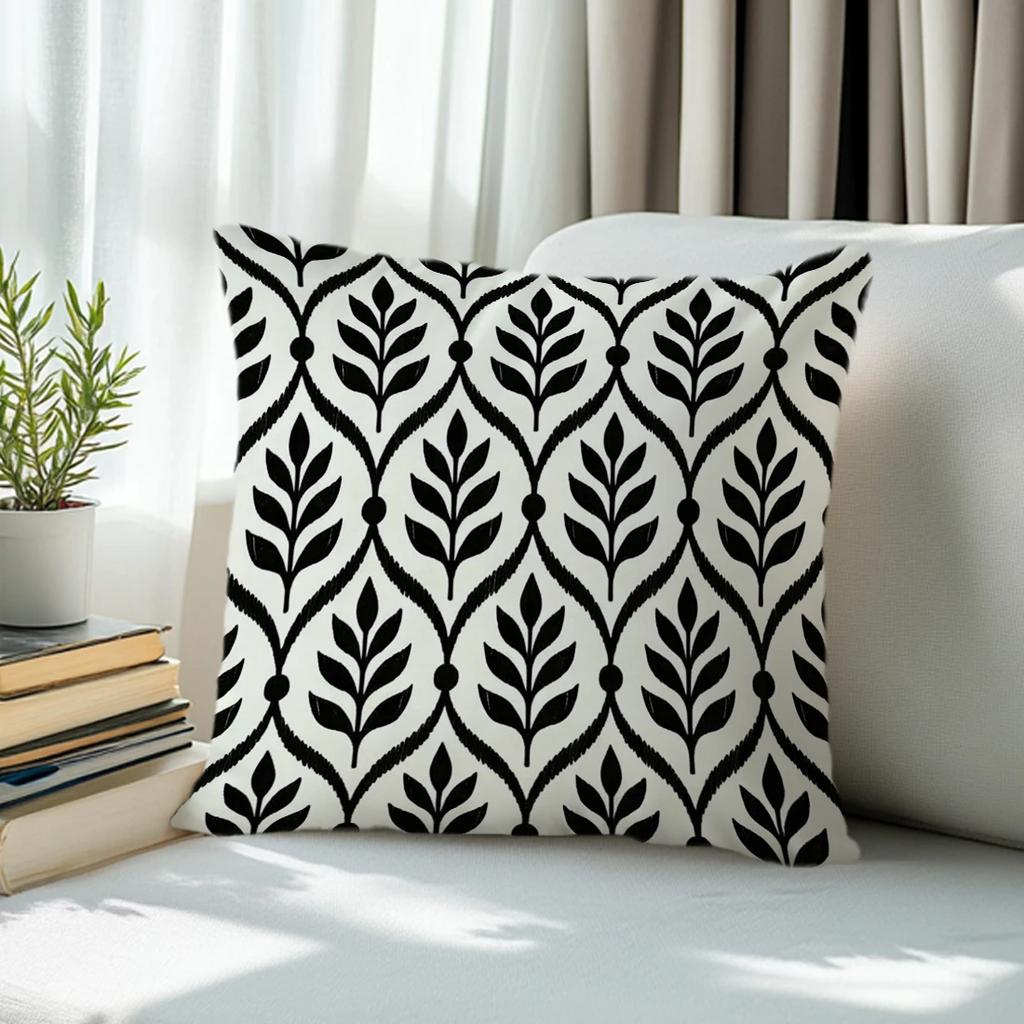 1pcs/4pcs Black And White Geometry Cushions Pillowcase Polyester Cushion Cover Throw Pillow Pillowcover Home Car Sofa Decor