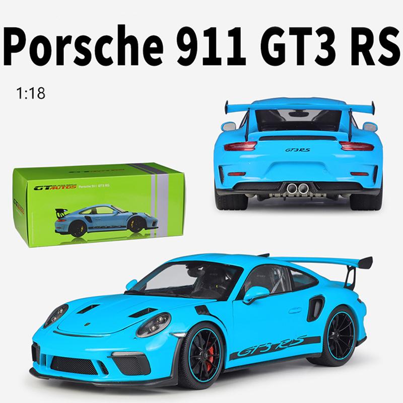 Model auta z lehké slitiny v měřítku 1/18 Welly Porsche 911 GT3 RS litý kovový model autíčka na hraní Model auta s vysokou simulací kolekce Dětské dárky