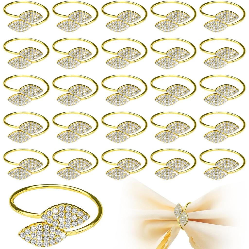 Hotel Buckles Wedding Napkin Ring Table Decoration Party Rhinestone Napkin Wedding Napkin Holder Rings Banquet Leaves Shape