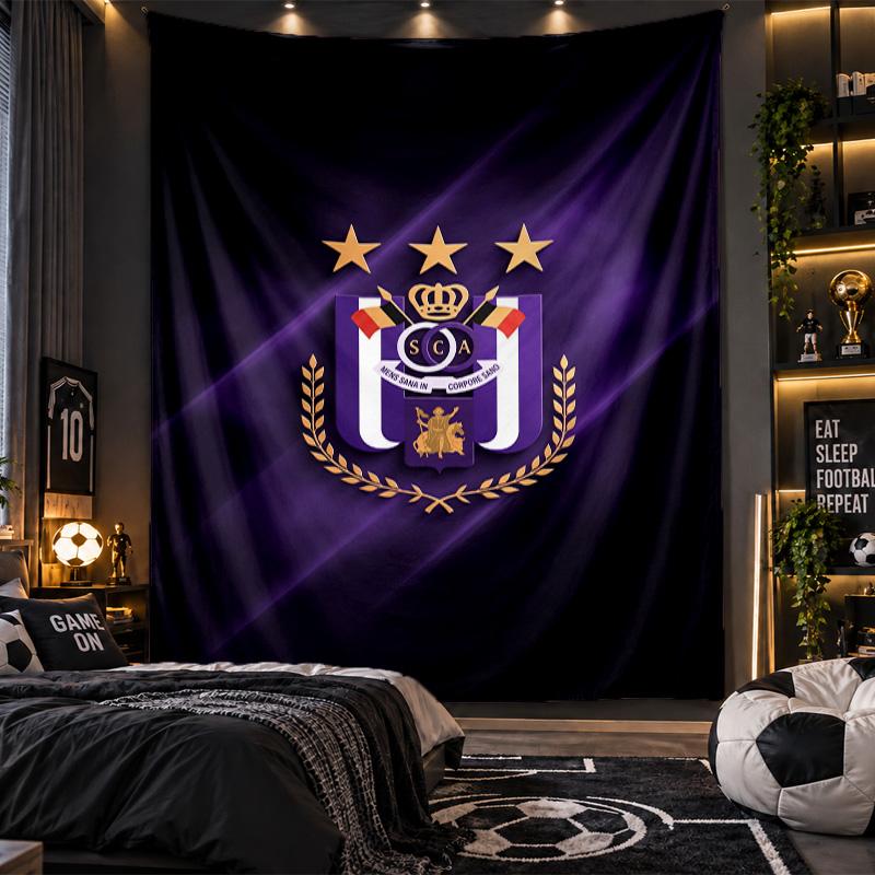 Wall Hanging Tapestry Anderlecht FC Print Cloth for Living Room Bedroom Home Decor