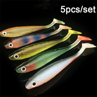5Pcs/lot Carp T Tail 9cm 5g Swimbait Silicone Soft Bait Worm Fishing Lures