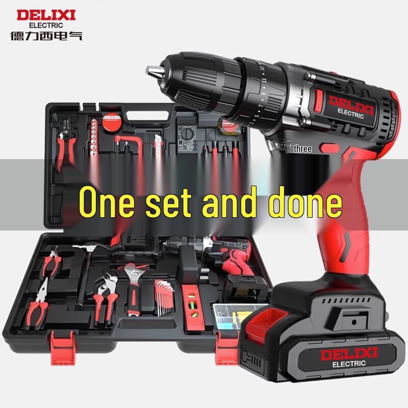 DELIXI 24V Cordless Lithium-ion Drill & 24-Piece Tool Set CN plug (adapter included)