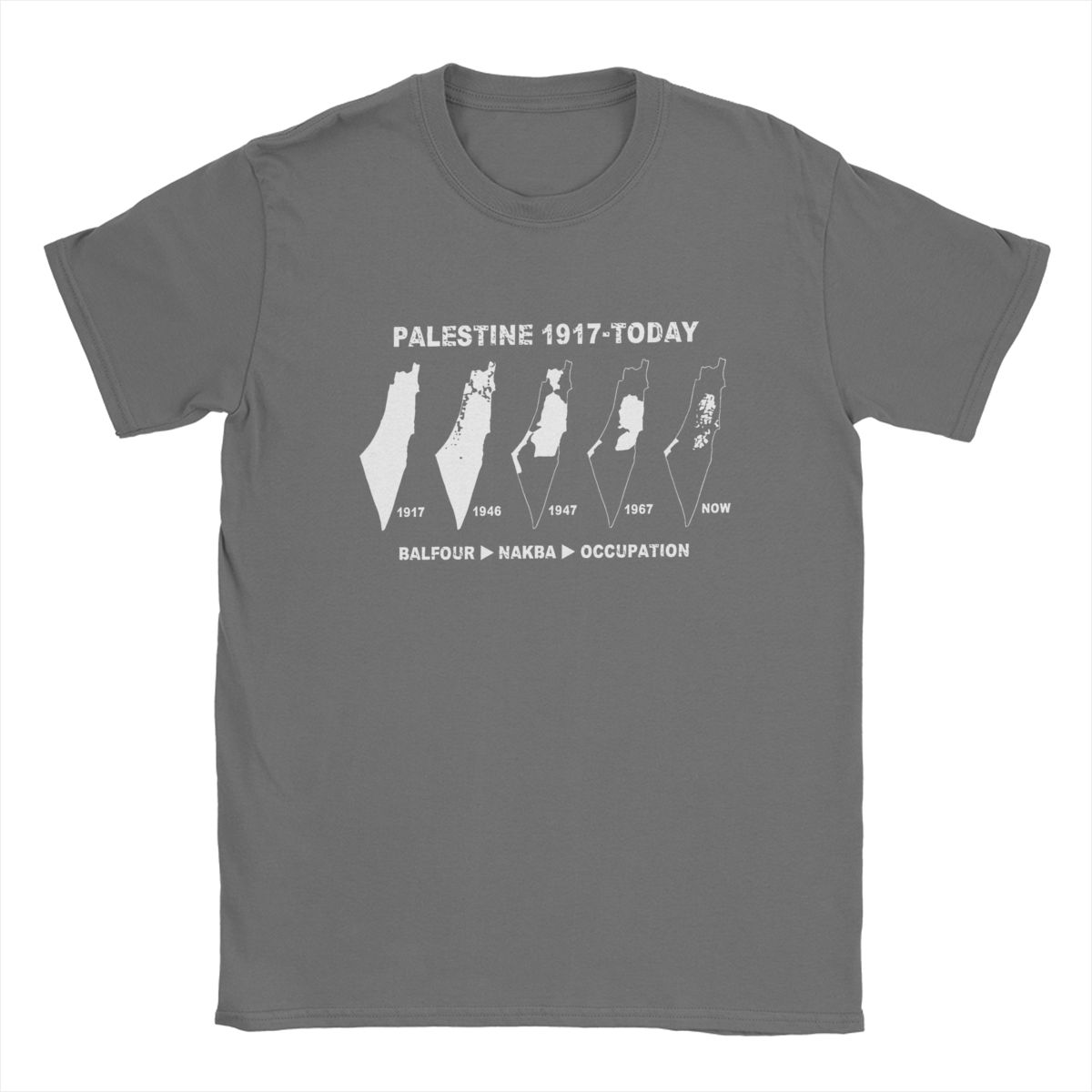 XIXI Fashion Palestina Kaart Land Sinds 1917 Heren T-shirt Palestijnse Vintage T-shirt Korte Mouw Ronde Hals T-shirt 100% Katoen Cadeau-idee Kleding 2XL