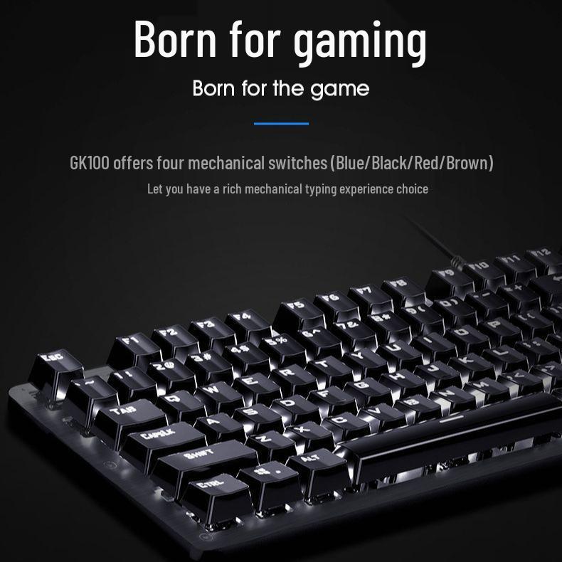 GK100F Mechanical Blue Switch Keyboard - USB Wired for Business, Home, & Gaming